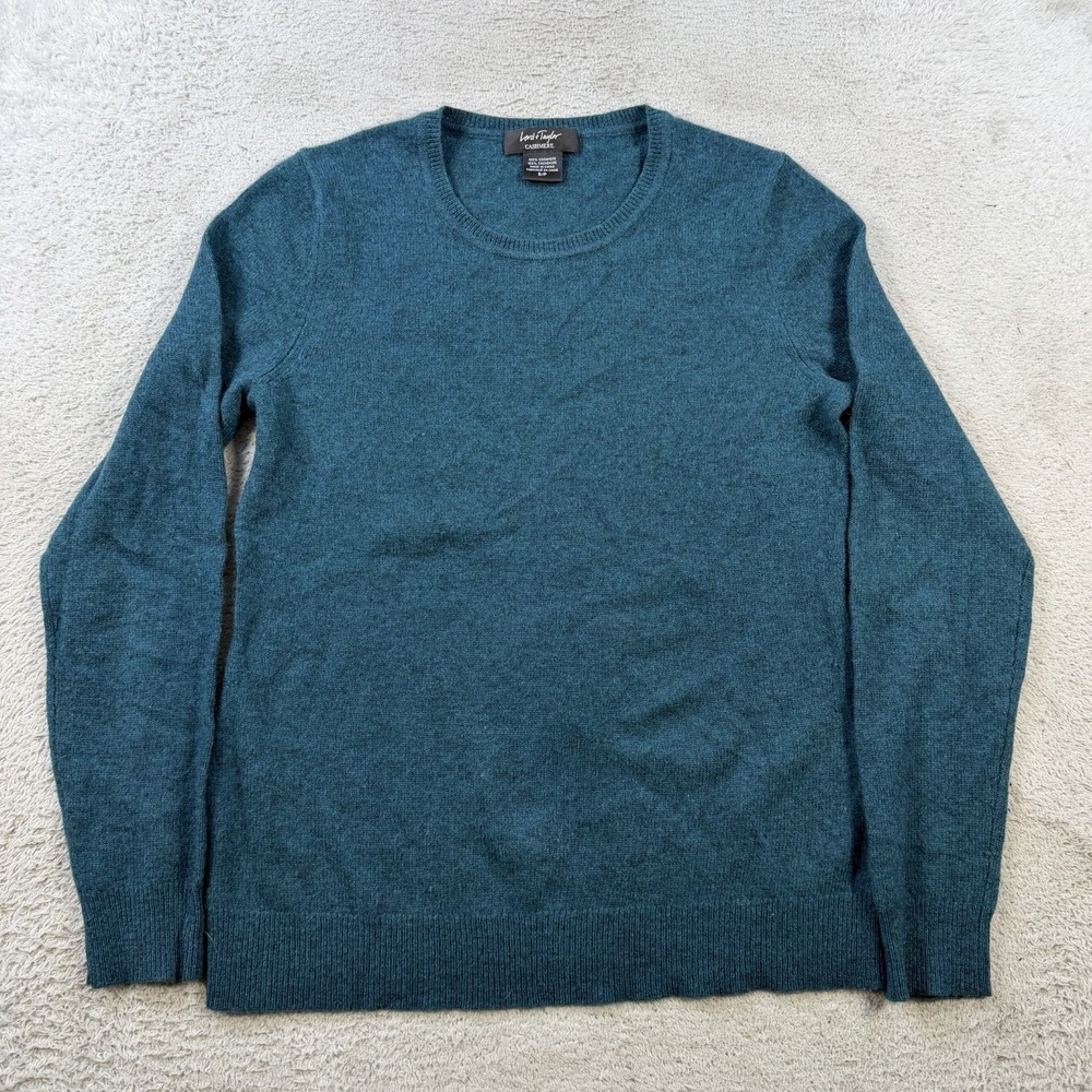 Lord & Taylor Sweater Womens Small Teal 100% Cashmere Crewneck Pullover Soft